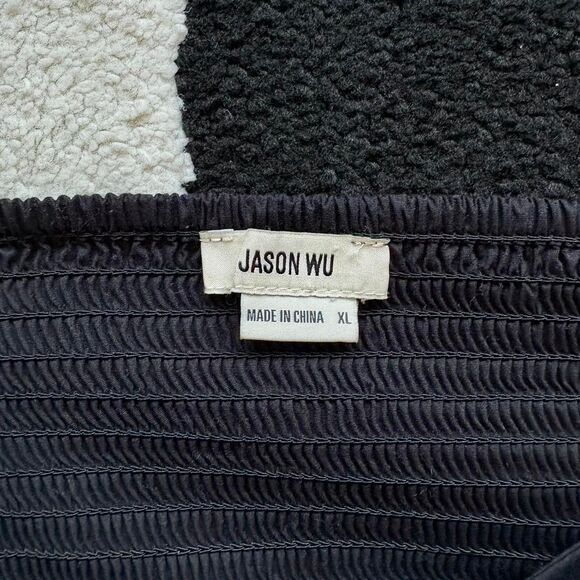 Jason Wu Black Square Neckline Puff Sleeve Top XL - Picture 4 of 7